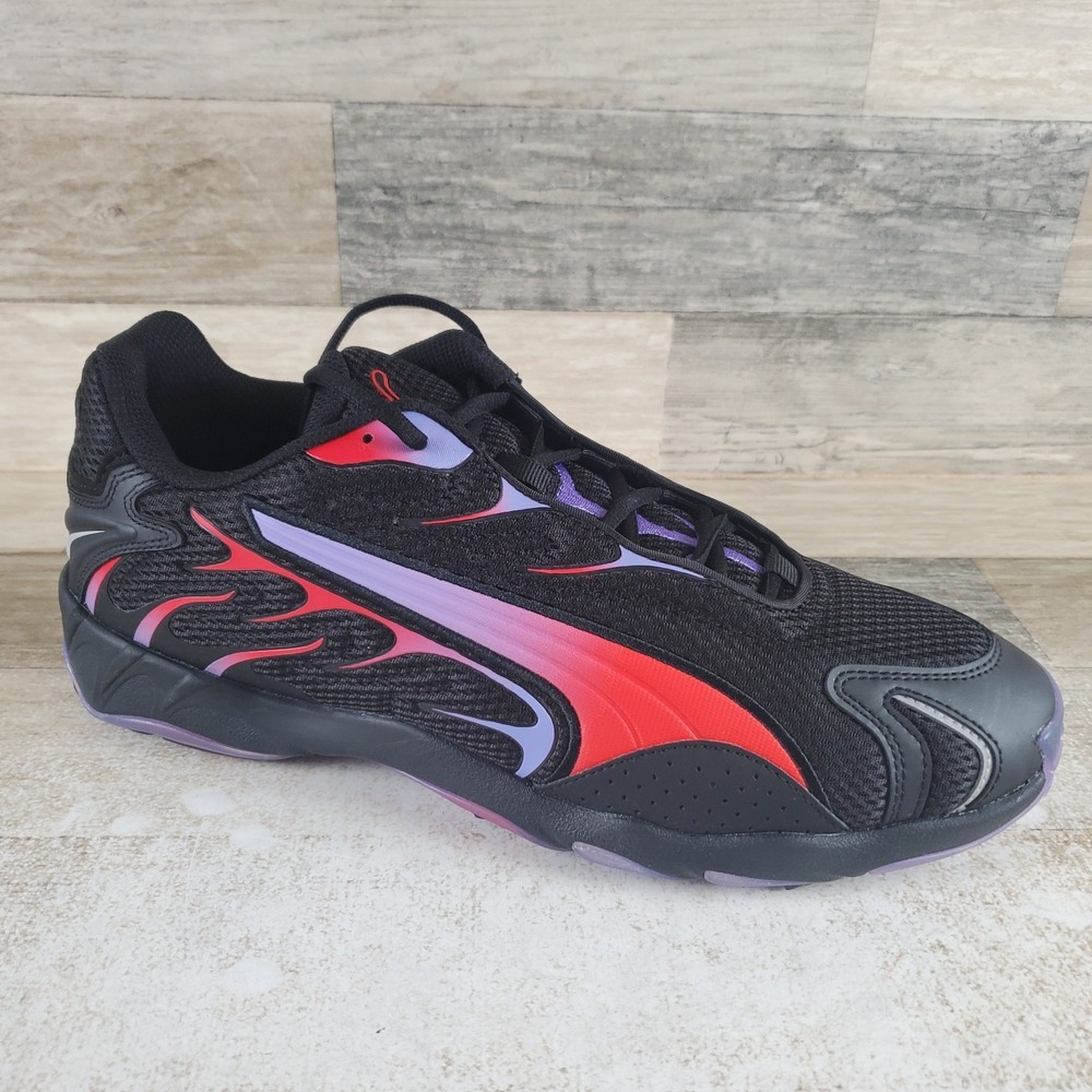 PUMA Inhale Mens Shoes Sz 12 Athletic Running Black Red Mesh Lace Up Sneakers